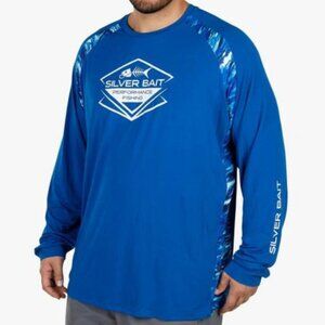 Silver Bait Blue Water Performance Long Sleeve Crew Neck Shirt Large L